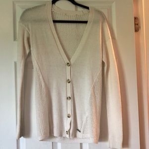 HOLLISTER WHITE OPEN STITCH BACK CARDIGAN
